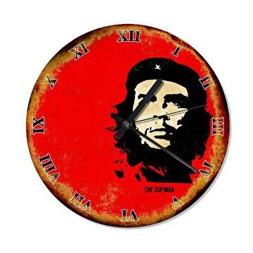 Cakasaat Eskitilmiş Zeminde Che Guevara Desenli Duvar Saati