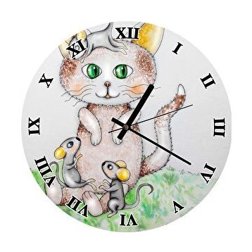 Cakasaat Fareler Kedi Görseli Duvar Saati