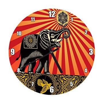 Cakasaat Fil, Kuş Ve Tribal Desenler Duvar Saati