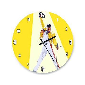 Cakasaat Freddie Mercury Sarı Zemin Duvar Saati