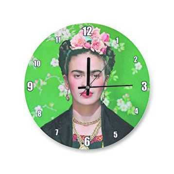 Cakasaat Frida Kahlo Yeşil Zeminde Duvar Saati