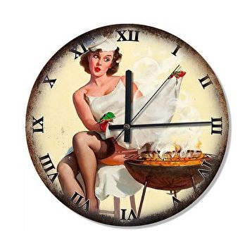 Cakasaat Gil Elvgren Mangal Keyfi Analog Duvar Saati