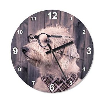 Cakasaat Gözlüklü Köpek Analog Duvar Saati