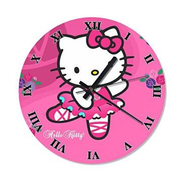 Cakasaat Hello Kitty Pembe Duvar Saati