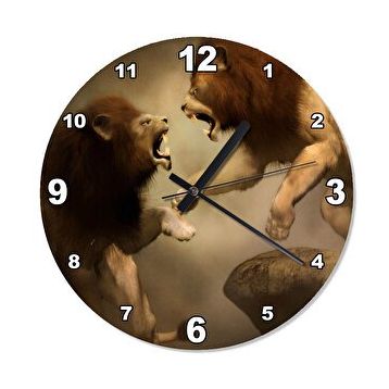 Cakasaat İki Aslan Kavgası Analog Duvar Saati