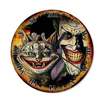 Cakasaat Joker Ve Kedi Akarlı Duvar Saat