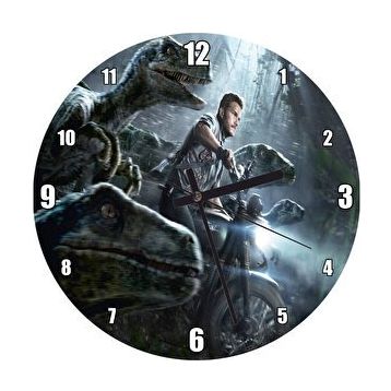 Cakasaat Jurassic World Motorlu Chris Pratt Ve Raptorlar Duvar Saati