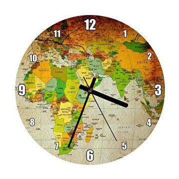 Cakasaat Küresel Isınma Ve Çölleşme Vurgulu Avrupa Asya Afrika Haritası Duvar Saati
