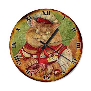 Cakasaat Retro Aşçı Kedi Duvar Saati