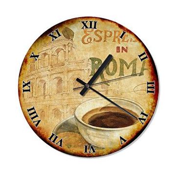 Cakasaat Retro Romada Espresso Kahve Akarlı Duvar Saati