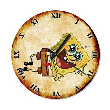 Cakasaat Retro Sünger Bob Sessiz Duvar Saati