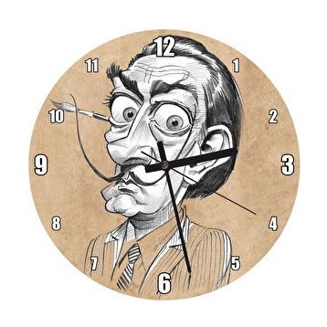 Cakasaat Salvador Dali Karakalem Karikatürize Portre I Duvar Saati