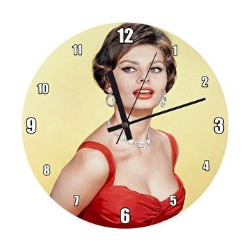 Cakasaat Sophia Loren Kırmızı Elbiseli Duvar Saati