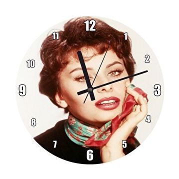 Cakasaat Sophia Loren Rengli Görsel Duvar Saati