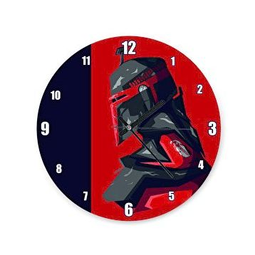 Cakasaat Star Wars Kırmızı Zeminde Kask Duvar Saati