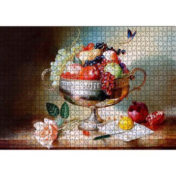 Cakatablo Çiçek Meyve Tabağı Görseli 1000 Parça Puzzle