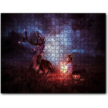 Cakatablo Gece, Geyik ve Sevimli Kız 1000 Parça Puzzle