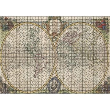 Cakatablo İngiliz Vintage Dünya Haritası Yeni ve Doğru Görsel 1000 Parça Puzzle