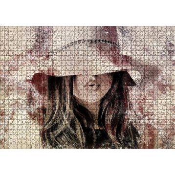 Cakatablo Mektup Zeminde Gizemli Şapkalı Genç Kız 1000 Parça Puzzle