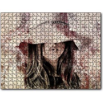 Cakatablo Mektup Zeminde Gizemli Şapkalı Genç Kız 1000 Parça Puzzle