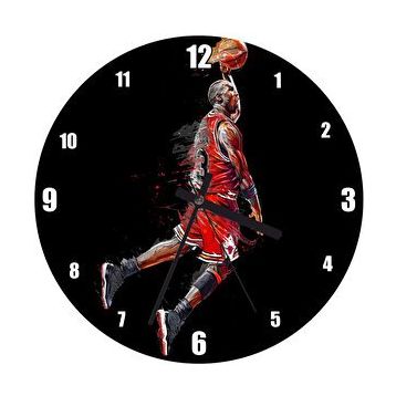 Cakatablo Michael Jordan 3 Numaralı Forma Smaç Görseli Duvar Saati