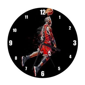 Cakatablo Michael Jordan 3 Numaralı Forma Smaç Görseli Duvar Saati