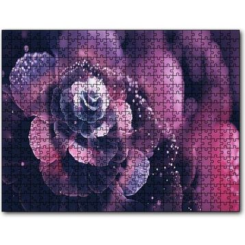 Cakatablo Mor ve Beyaz Soyut Çiçek Görseli 1000 Parça Puzzle