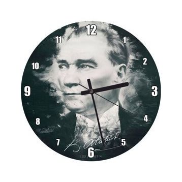 Cakatablo Mustafa Kemal Atatürk Portresi Ve İmzası Görseli Duvar Saati
