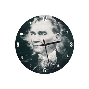 Cakatablo Mustafa Kemal Atatürk Portresi Ve İmzası Görseli Duvar Saati