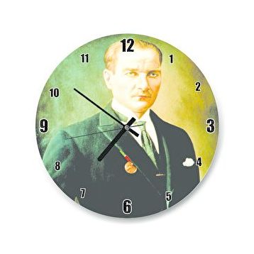 Cakatablo Mustafa Kemal Atatürk Portresi Ve İmzası Görseli Duvar Saati
