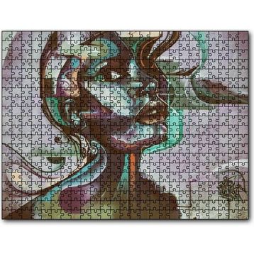 Cakatablo Renkli Siyahi Kadın Portre Duvar Boyama 120 Parça Puzzle