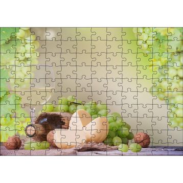 Cakatablo Şarap Üzüm Ceviz Peynir Görseli 120 Parça Puzzle
