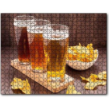 Cakatablo Üç Büyük Bardak Bira ve Cipsler 1000 Parça Puzzle