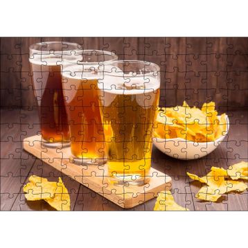 Cakatablo Üç Büyük Bardak Bira ve Cipsler 120 Parça Puzzle