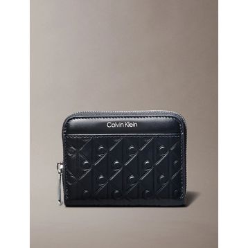Calvin Klein LV04F1081G-UB1 Amblemli Tamamı Baskılı Kabartmalı Fermuarlı Kadın Siyah Cüzdan