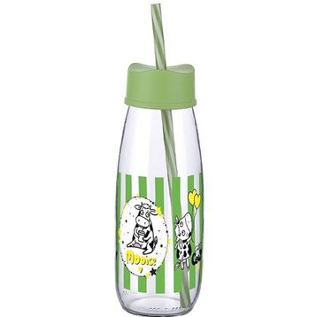 Cam 500 ml Hayvan Figürlü Pipetli Su Ve Süt Şişesi