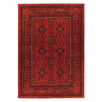 Çam Halı Bambos Plus 902 Kırmızı Yün ve Bambu ile Desenli El Özel Tezgahlarda Üretilen Afgan Halısı