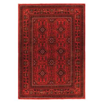 Çam Halı Bambos Plus 902 Kırmızı Yün ve Bambu ile Desenli El Özel Tezgahlarda Üretilen Afgan Halısı