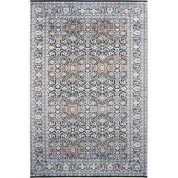 Çam Halı Buhara 3502 Siyah Romans Halı Eskitme Desenli Makine Halısı