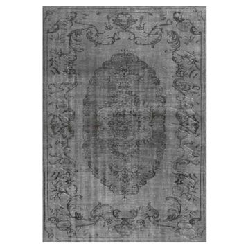 Çam Halı Gloria TD131 Gri Vintage Eskitme Desen Dokuma Saçaklı Kilim