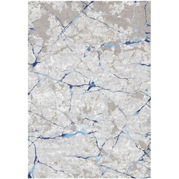 Çam Halı Gloria TD35001 Mavi Mermer Desen Dokuma Saçaklı Kilim