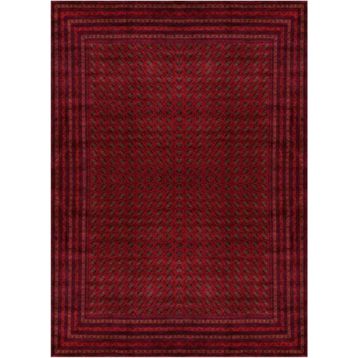 Çam Halı Gloria TD404 Bordo Afgan Desen Dokuma Saçaklı Kilim