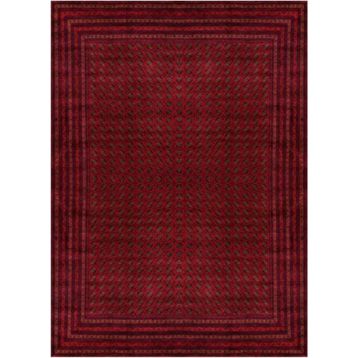 Çam Halı Gloria TD404 Bordo Afgan Desen Dokuma Saçaklı Kilim
