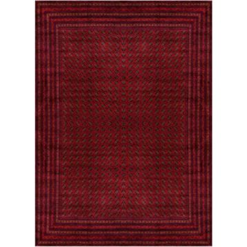 Çam Halı Gloria TD404 Bordo Afgan Desen Dokuma Saçaklı Kilim