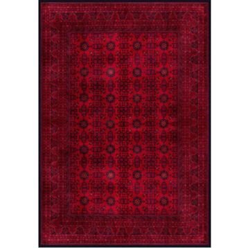 Çam Halı Gloria TD410 Bordo Afgan Desen Dokuma Saçaklı Kilim