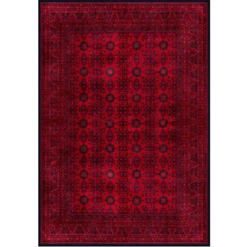 Çam Halı Gloria TD410 Bordo Afgan Desen Dokuma Saçaklı Kilim