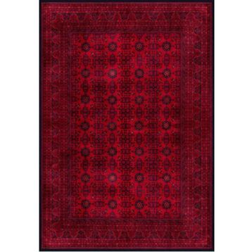 Çam Halı Gloria TD410 Bordo Afgan Desen Dokuma Saçaklı Kilim