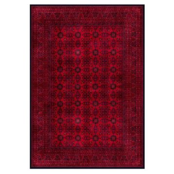 Çam Halı Gloria TD410 Bordo Afgan Desen Dokuma Saçaklı Kilim