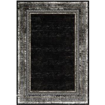Çam Halı Gloria TD673 Siyah Art Deco Versace Desen Dokuma Saçaklı Kilim