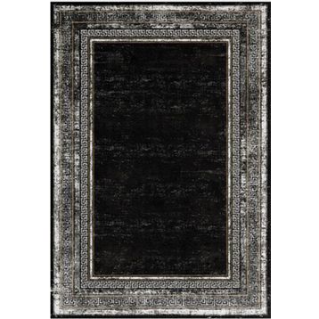 Çam Halı Gloria TD673 Siyah Art Deco Versace Desen Dokuma Saçaklı Kilim